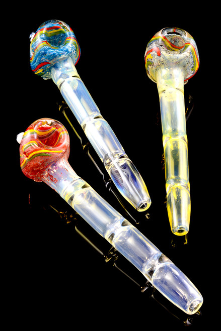 Large Silver Fumed Frit Glass Pipe - P1532