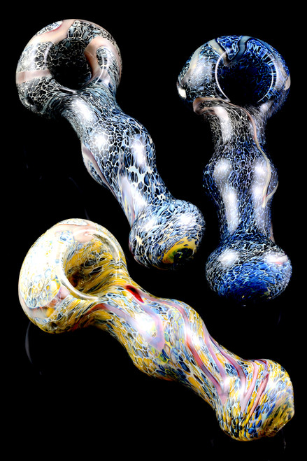 Color Changing Silver Fumed Frit Glass Pipe - P1566