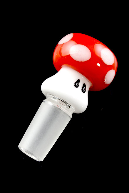 (US Made) 14.5mm Male Red Mushroom Bowl - BS564