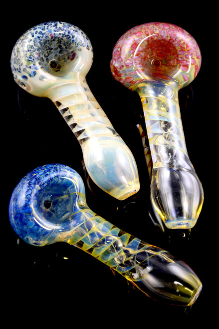 Small Color Changing Spiral Frit Glass Pipe - P1790