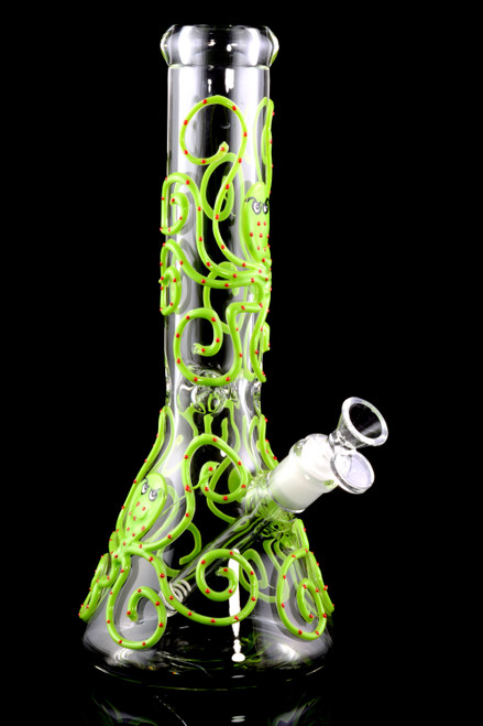 Thick Green Octopus Glass on Glass Water Pipe - WP1675
