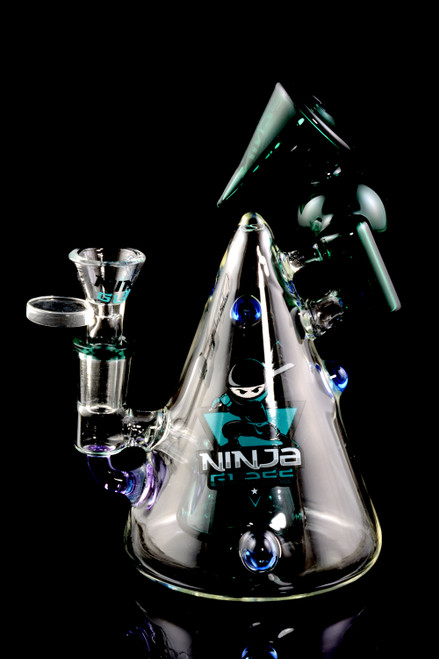 Small Stemless Teal GoG Water Pipe with Stemline Showerhead Perc - WP1713