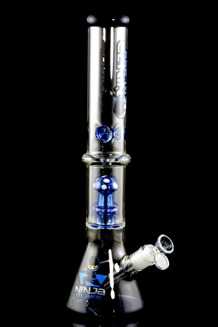 Large Blue GoG Water Pipe with Mushroom Perc - WP1727