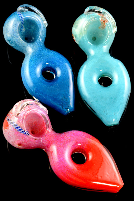 Silver Fumed Frit Donut Hole Glass Pipe - P1831