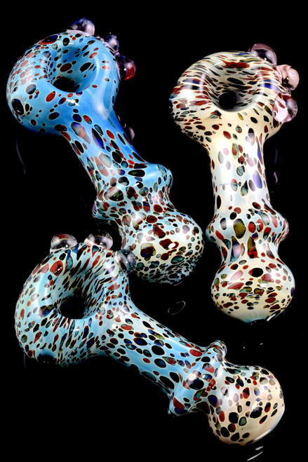 Color Changing Spotted Silver Fumed Glass Pipe - P1866