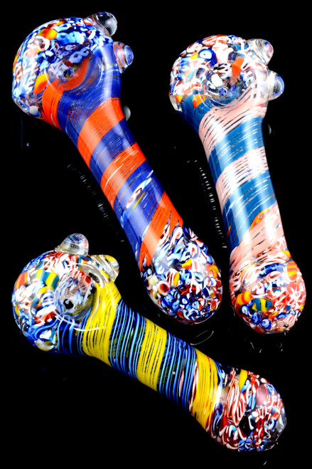 Colorful Confetti Swirl Striped Glass Pipe - P1881