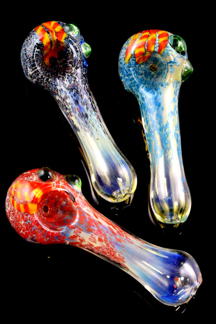 Small Color Changing Silver Fumed Frit Glass Pipe - P1882