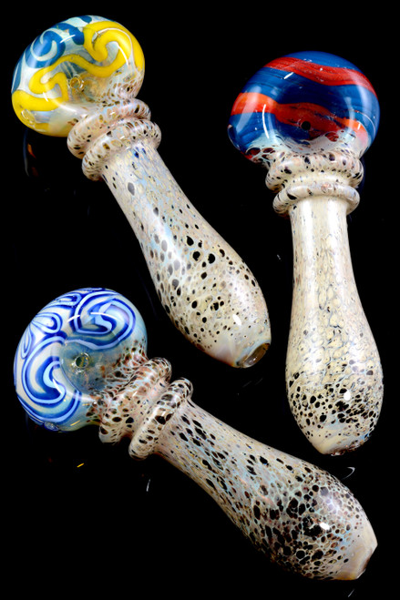 Color Changing Silver Fumed Frit Glass Pipe - P1887