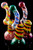 Large Rasta Striped Color Changing Glass Sherlock Bubbler - B1166