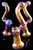 Large Color Changing Gold Fumed Striped Sherlock Glass Bubbler - B0898