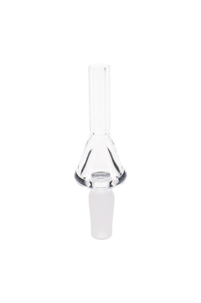 10 mm male quartz dab straw nail, 2.5" clear tip on white background; smoke shop wholesale component.