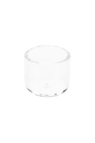 24 mm clear quartz insert dish, product shot on black background; wholesale dab rig accessory for smoke shops.