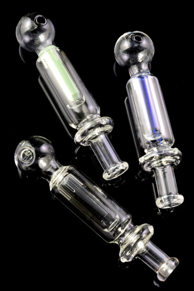 Clear Glass Oil Burner Pipe with Colored Perc - OIL138
