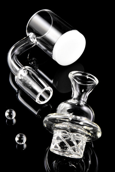 Domeless Colored Bottom Spinner Quartz Banger Nail with Banger Beads - BS767