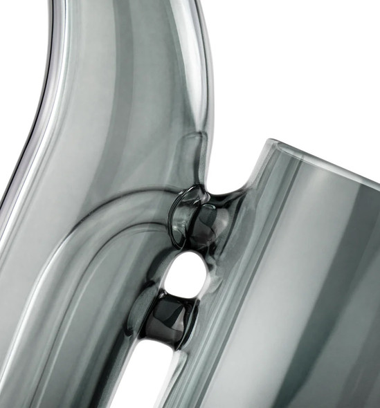 Close detail of smoke-gray glass joints and bubbler perc ports—durable wholesale Puffco Proxy water piece for smoother hits. Close detail of smoke-gray glass joints and bubbler perc ports—durable wholesale Puffco Proxy water piece for smoother hits.