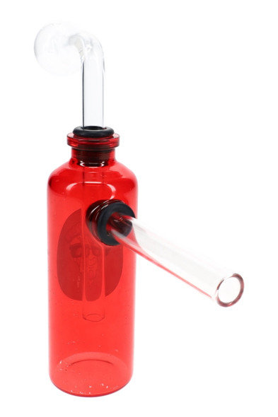(US Made) 4" Colored Glass Bottle Oil Burner Rig w/ Sticker Decal – OIL167