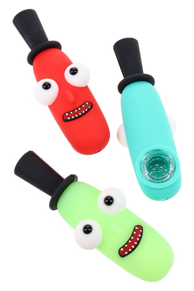 4.5" Colorful Top Hat Character Silicone Pipe - P2810