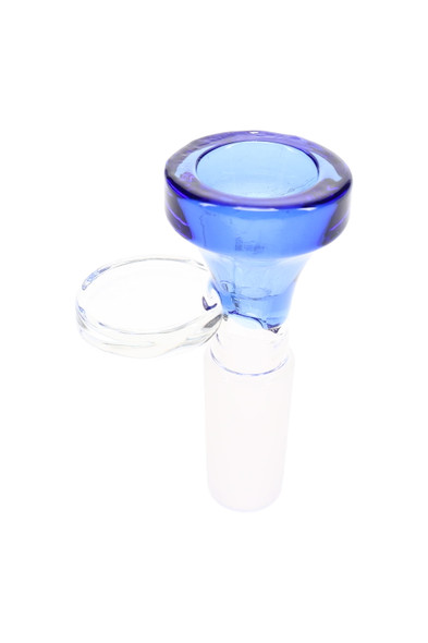 Blue 14.5 mm male colored glass bowl with clear handle, wholesale water pipe replacement part