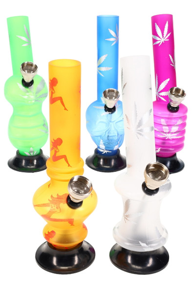 (Mix) 6" Small Decal Design Acrylic Water Pipe - WP3077