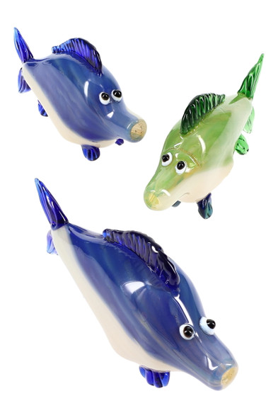 5.5" Colorful Silver Fumed Glass Fish Pipe - AP313