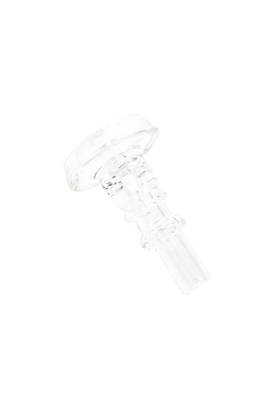 Clear borosilicate Puffco joystick by Empire Glassworks, 1″ size with 7.5 mm stem; angled studio view for wholesale Puffco accessory listings.