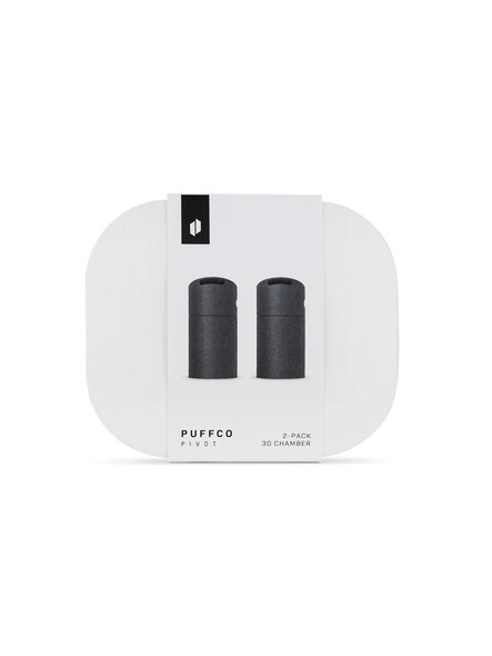 Head-shop supplies Puffco Pivot 3D Chamber 2-pack with branded case, Onyx color, retail presentation front view for product pages.