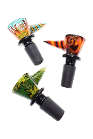 14.5mm Male Spiked Colorful Reverse Glass on Glass Bowl - BS891