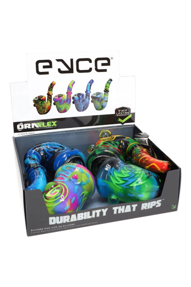Eyce ORAFLEX Sherlock 4-piece retail display tray, mixed colorways with product card, counter-ready packaging for smoke-shop shelves. Eyce ORAFLEX Sherlock 4-piece retail display tray, mixed colorways with product card, counter-ready packaging for smoke-shop shelves.
