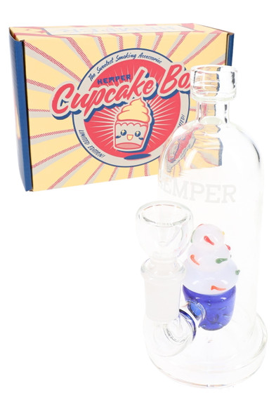 Cupcake Bong with Cupcake Box packaging, clear glass cloche body and bowl, smoke shop display piece