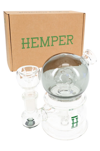 Hemper Crystal Ball bong with branded box and 14.5 mm bowl, compact smoke shop inventory hero shot
