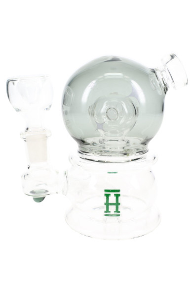 5" Crystal Ball glass bong front view with frosted base and tinted globe, wholesale water pipe listing