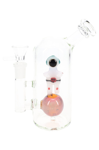 Clear 6.5" GoG astronaut water pipe with fumed sphere perc and 14.5 mm joint, wholesale glass display-ready shot