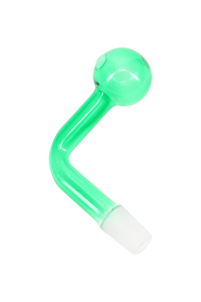 Green 14.5 mm male glass oil burner attachment with frosted joint, angled product shot for B2B resale
