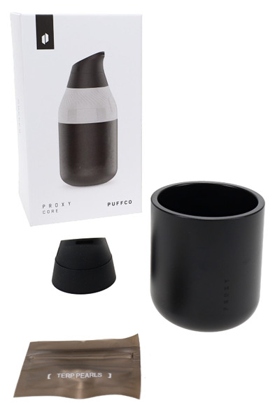 Boxed Puffco Proxy Core accessory for vape shop resale, showing black cup, mouthpiece, and terp pearls