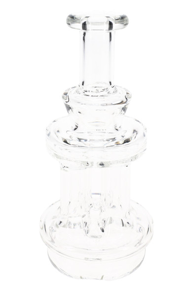 Clear MJ Arsenal Quadra Peak attachment for smoke-shop resale, four-column borosilicate dry top front view