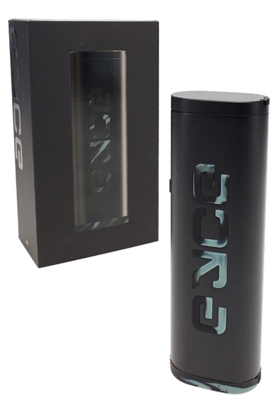 Black Eyce PV1 wholesale dry herb vaporizer with retail box, angled product shot for vape shop merchandising