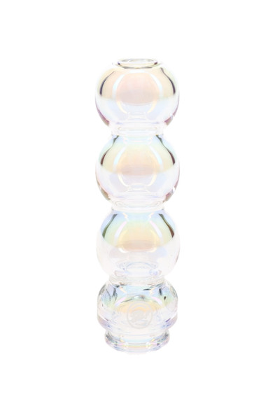 Bubble-stack wholesale Pivot top in iridescent borosilicate glass, straight product view on white background.