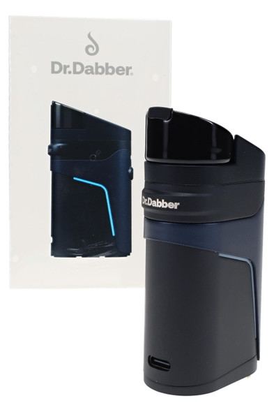 Dr. Dabber Ghost² wholesale vaporizer in matte black with retail box, front product shot and blue accent line visible.