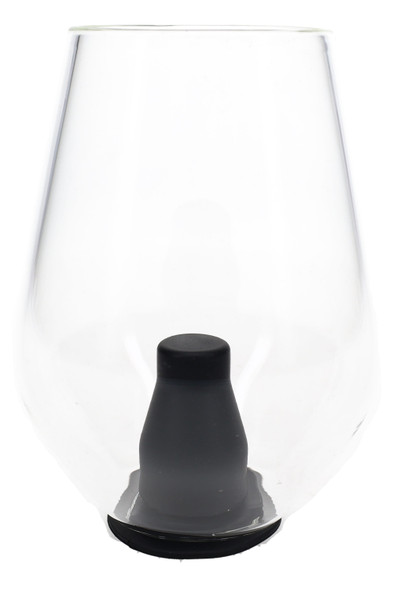 Clear Zenco Sommelier glass with black silicone diffuser, retail smoke shop vaporizer accessory