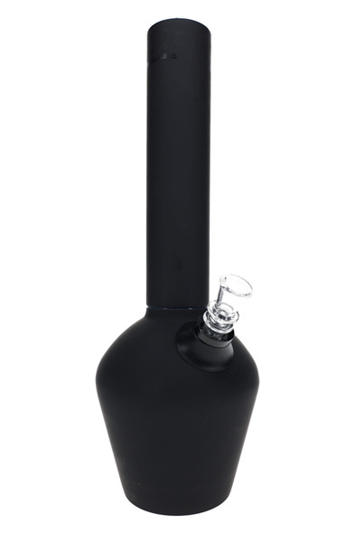13" Chill black rubberized steel water pipe for smoke shop displays, front view with glass slide.
