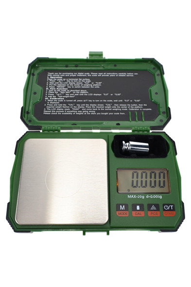 Open green Swag 20 g digital pocket scale with stainless platform for wholesale smoke shop accessories