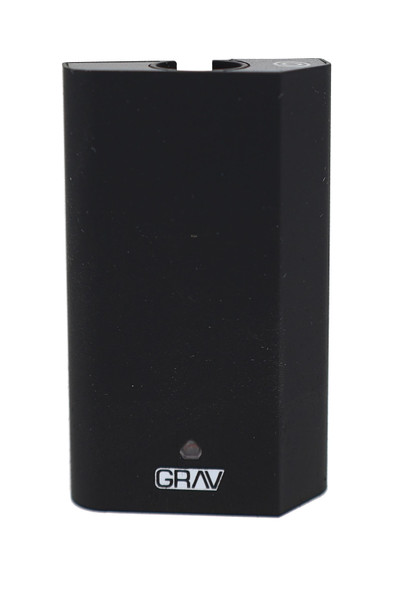 Black GRAV Gem-In-Eye vape pen shown front-facing with compact rectangular body and indicator light