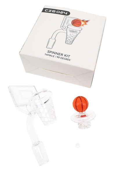 Basketball hoop quartz banger spinner kit with cap and clear bead for concentrate accessory displays