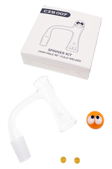 Quartz banger spinner kit with 14.5 mm male joint and colorful bead accessories for dab gear displays