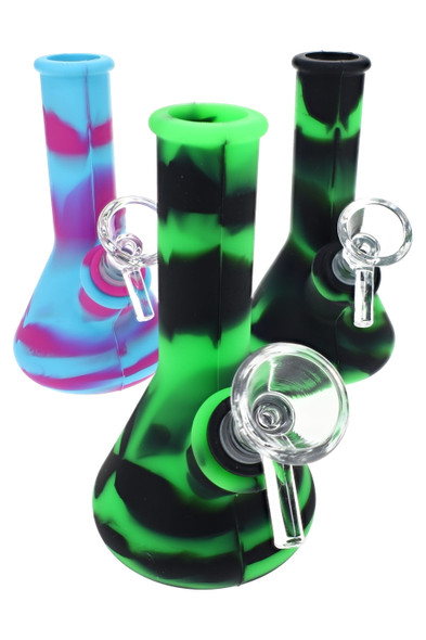 5" multicolor silicone beaker water pipe with glass bowl for smoke shop counter displays