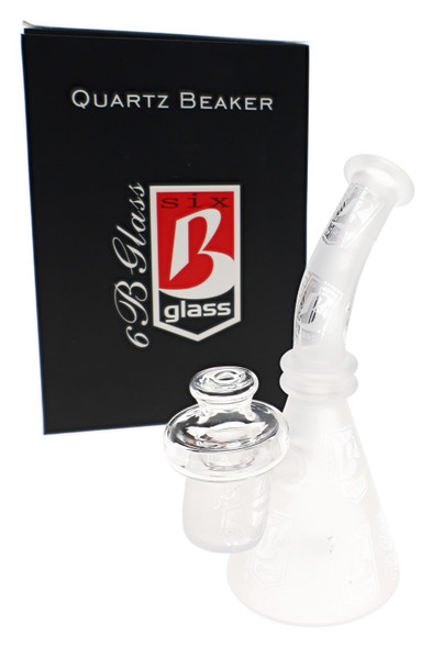 5" frosted quartz mini dab rig with compact beaker style body and branded retail box