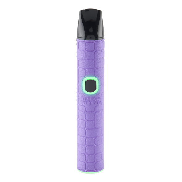 Purple Ooze Pinch dry herb vaporizer with textured body, black mouthpiece, and illuminated power button