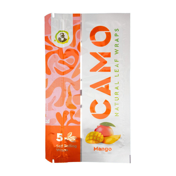 CAMO Mango natural leaf wraps countertop display stocked with individual 5-wrap pouches for retail merchandising