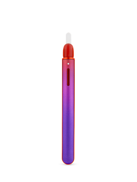 Puffco Plasma Hot Knife with cap removed, white ceramic tip, red cap section, and purple gradient body