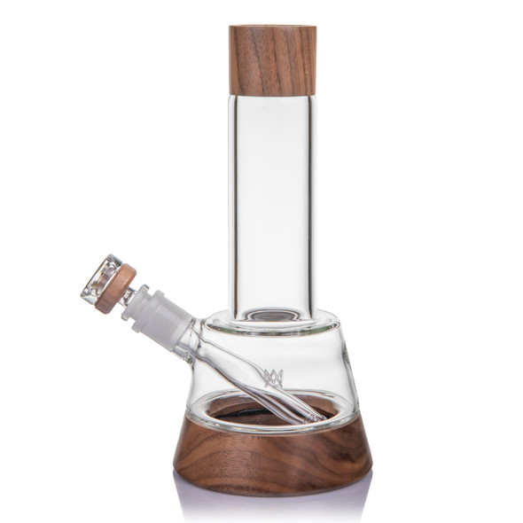 MJ Arsenal Alpine Lookout borosilicate glass water pipe with lathed black walnut accents